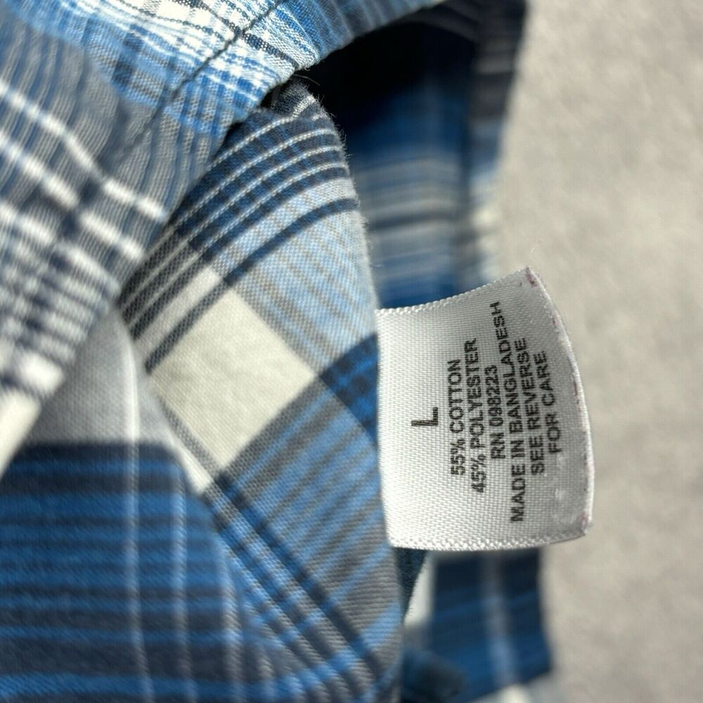 Magellan Outdoors Shirt Men’s L‎ Blue Plaid Long Sleeve Loose Fit Adventure Gear - Picture 9 of 10